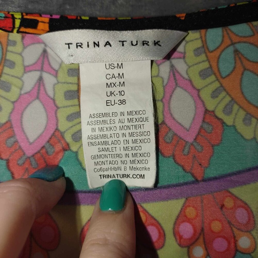 Trina Turk‎ Womens M Black Moroccan Medallion Geometric Tunic Coverup Dress - Picture 2 of 9